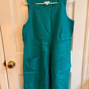 J. Jill Teal green linen sleeveless Midi Dress size medium